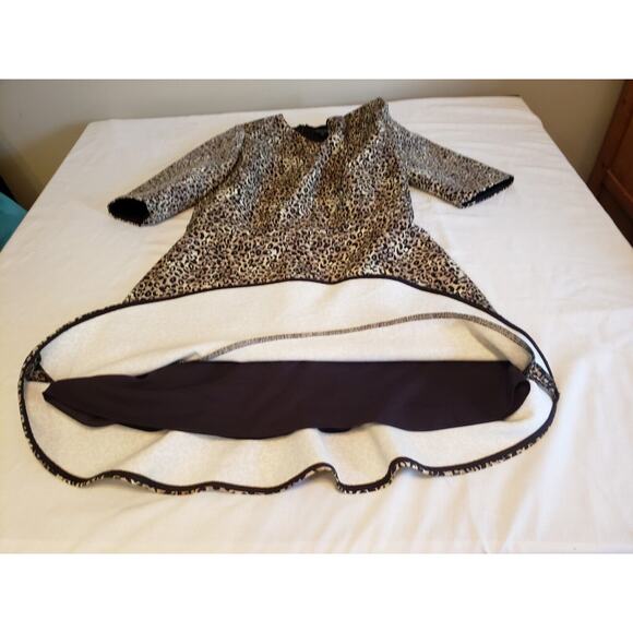 Saloni Celia C Leopard Print with Sequin Short Sleeves Mini Dress Size 10 - Picture 9 of 12